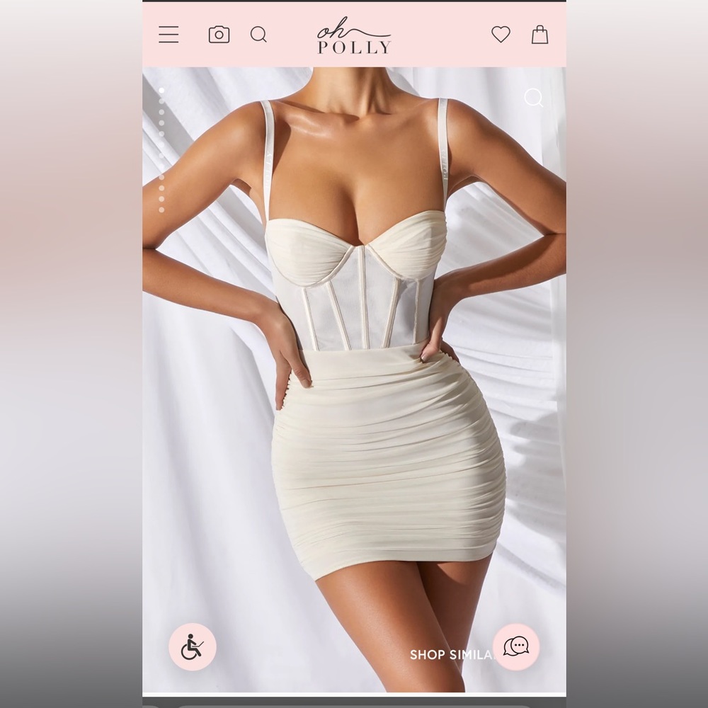 Oh Polly Mesh Bodycon Corset Mini Dress in Ivory US 4 NEVER WORN W/ TAGS